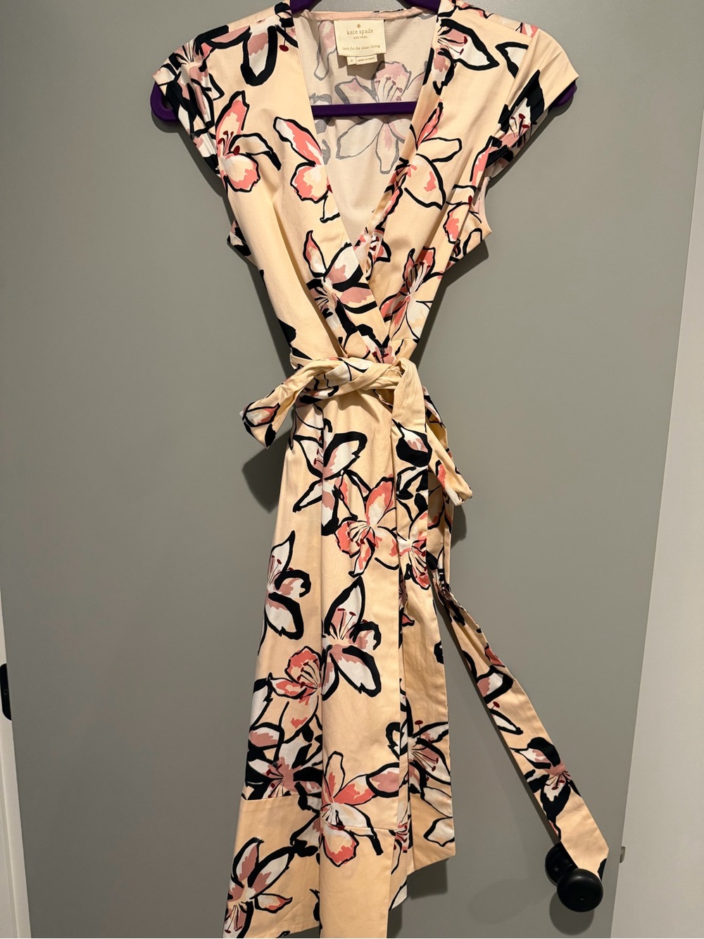 kate spade Floral Wrap Midi Dress with Pink and Black Print
